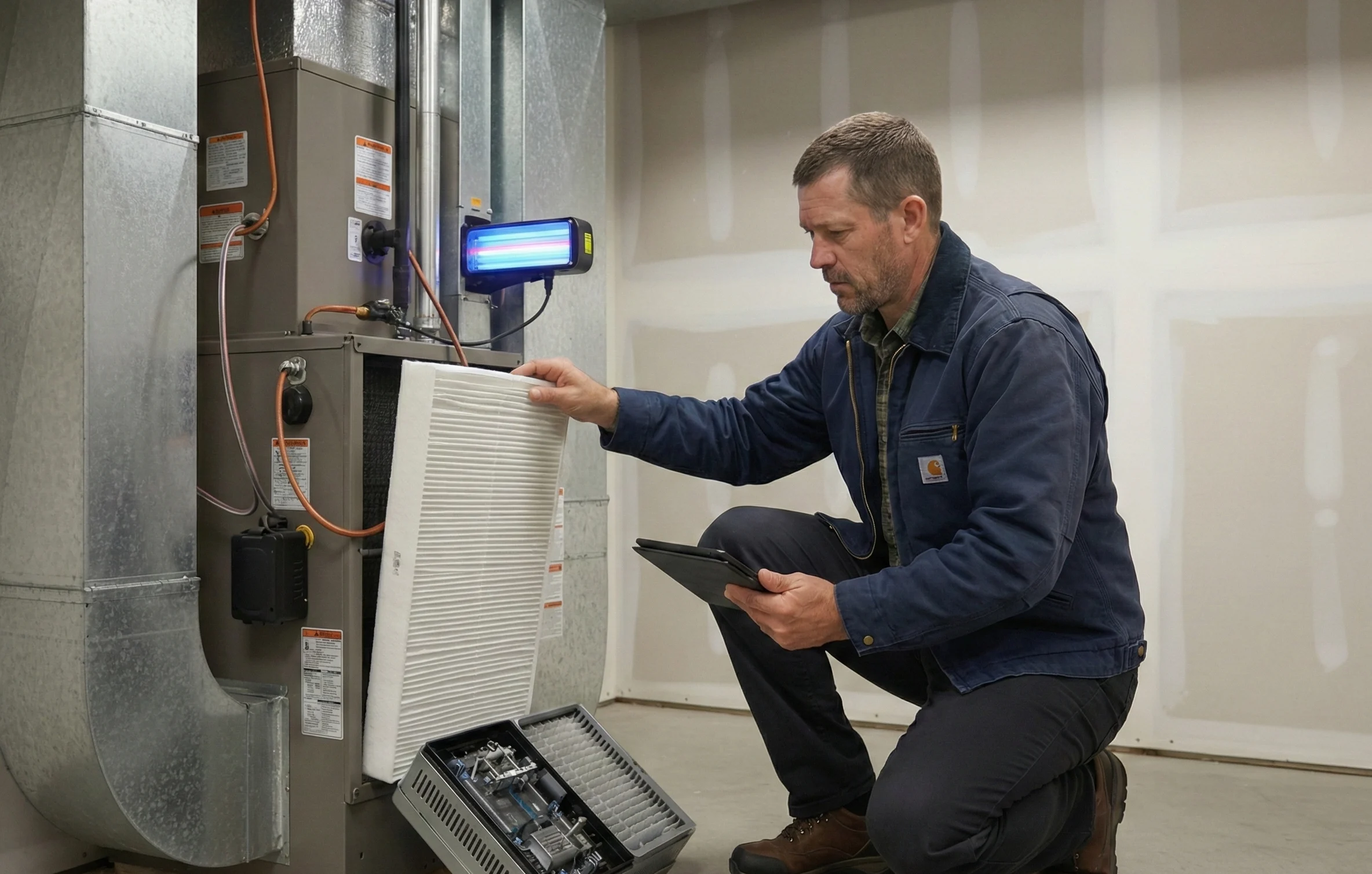 Professional AC TO THE MAX, INC technician evaluating indoor air quality for a home in Phoenix, AZ.